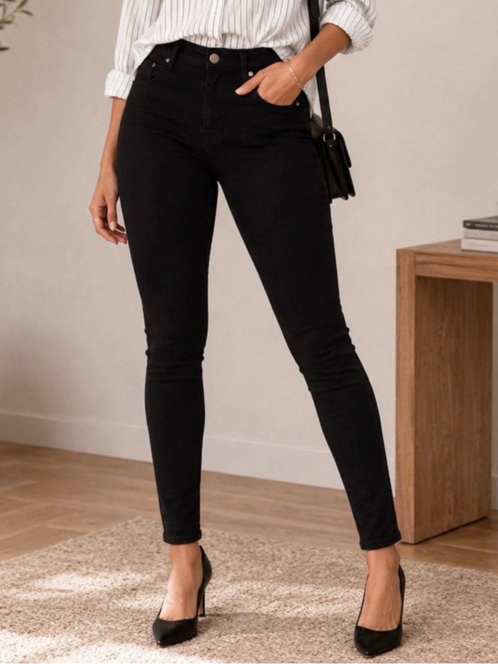 FRAME Le Skinny Black Jeans Women’s 26 Mid Rise Stretch Designer Denim